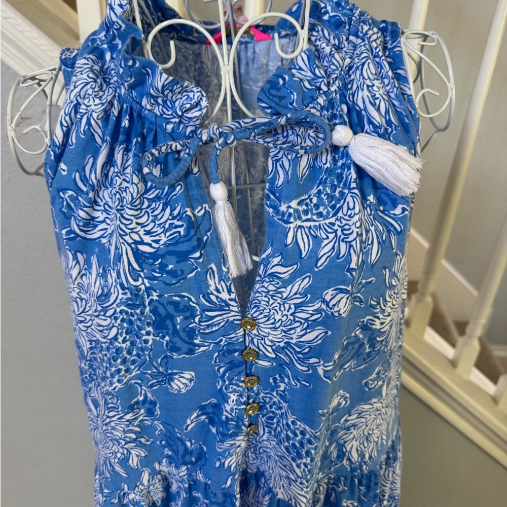 Lilly Pulitzer Malone Maxi Dress Las Olas Aqua Strong Current Sea Sz L - Picture 6 of 12